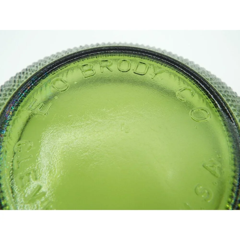 Vintage E.O. Brody Co. Green Glass Ribbed Candy Nut Dish Bowl Made in USA